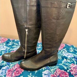 Coach Black Knee High Leather Riding Boots